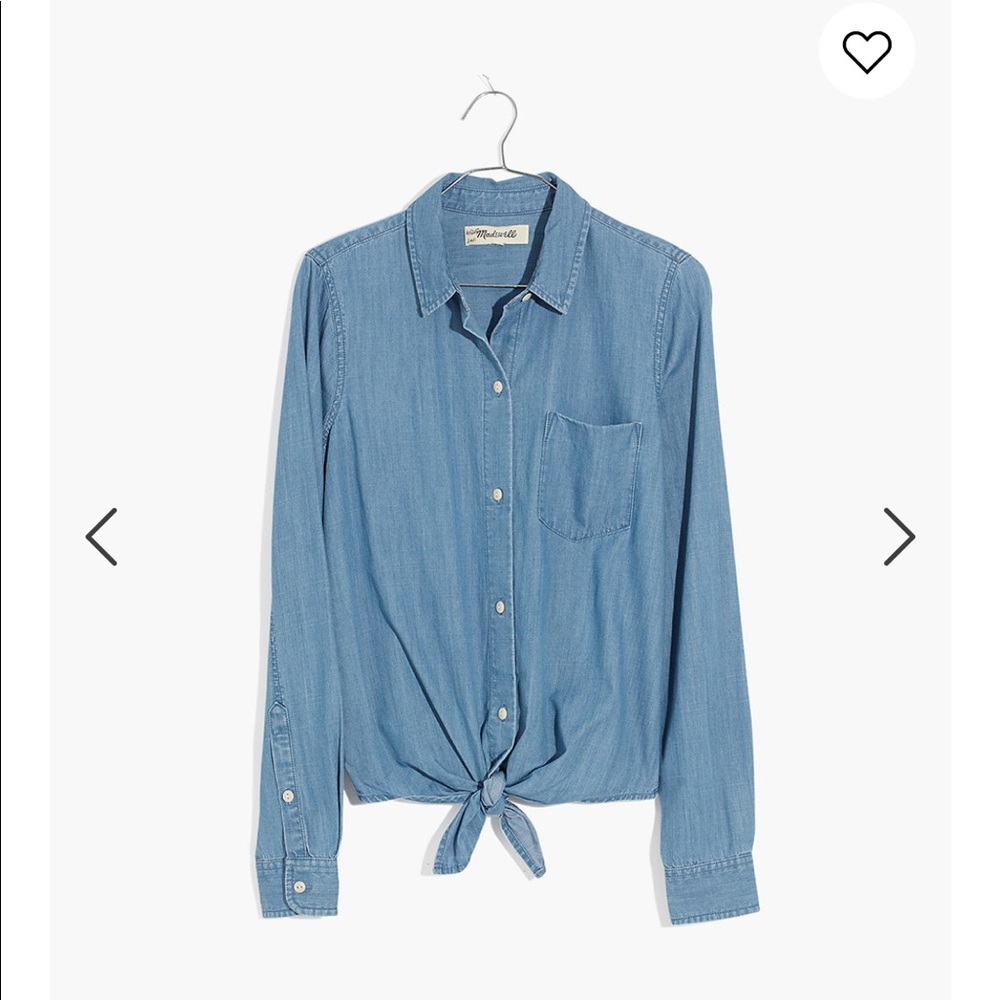 Denim Tie-Front Shirt in Hillford Wash NWT XS